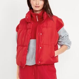 Old Navy Red Quilted Puffer Vest